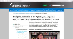Screenshot from the European Journalism in the Digital Age website